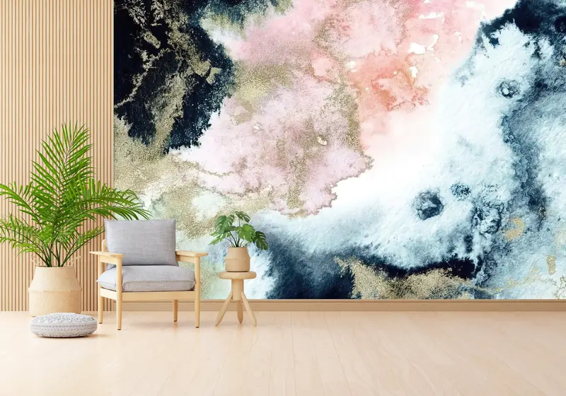 Zarif Baskılı Duvar Kağıdı: Lüks Mermer, Çağdaş Altın Tasarımı