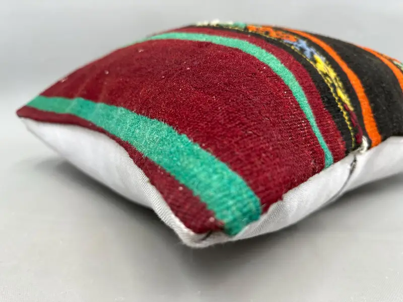 Pillow Sham, Turkish Kilim Pillow, Handmade Kilim Cushion, Vintage Kilim Throw Pillow, Floor Cushion Cover, 20x20 Green Pillow Cover - 6