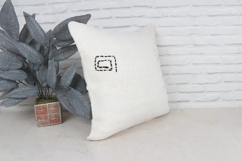 Boho Pillow Sham Cover, Luxury Cushion, Kilim Rug Cushion, Cushion Case, 20x20 White Cushion Case, Vintage Kilim Throw Pillow, Throw Kilim Pillow - 4