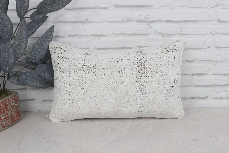 Pillow, Ethnical Kilim Rug Pillow, Couch Pillow Case, Boho Pillow, 12x20 White Cushion Case, Pillow for Sofa, Ethnic Throw Pillow Sham - 1