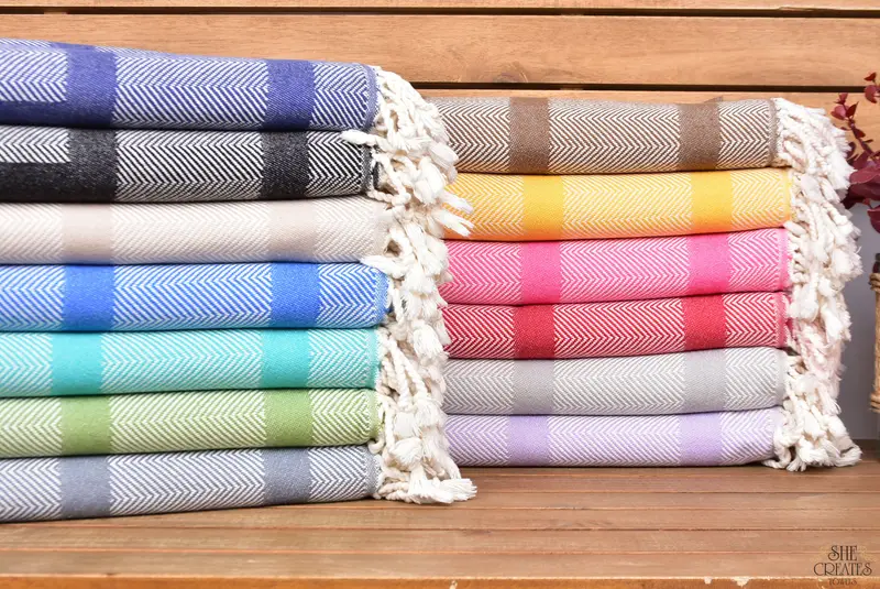 Holiday Towel, Personalized Bridesmaid Gift, Organic Turkish towel, Valentines Day Gift Idea, 68x38 Cotton Chevron Towel, Bachelorette Gifts - 1