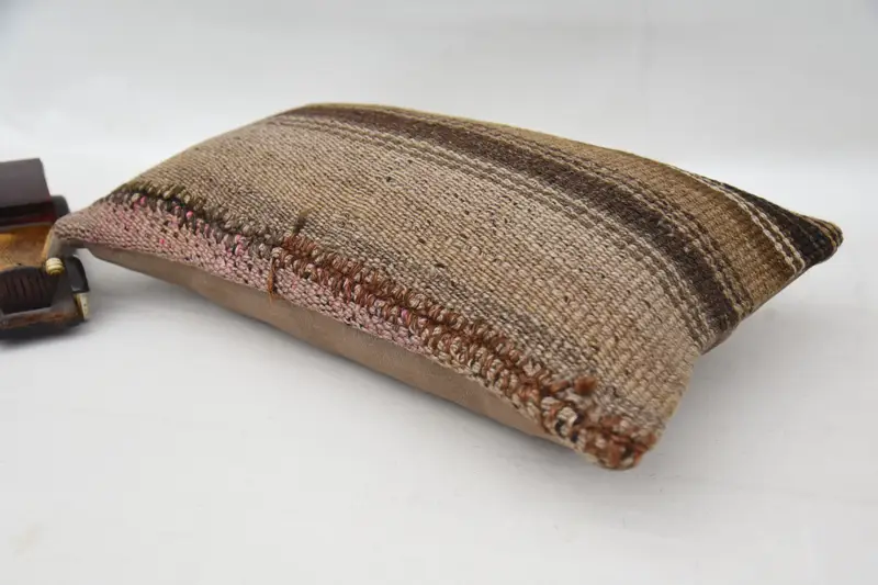 Pillow for Sofa, Yoga Pillow, 12x20 Brown Pillow Sham, Cushion, Floor Pillow Case, Boho Pillow Sham Cover, Ethnical Kilim Rug Pillow - 6