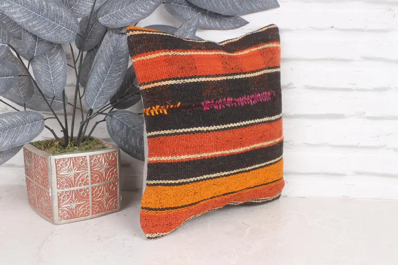 Home Decor Pillow, Turkish Pillow, Cotton Pillow Cover, Cushion Cover, 12x12 Orange Pillow Case, Farmhouse Cushion Case, Pillow for Sofa - 4