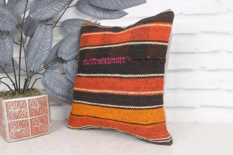 Home Decor Pillow, Turkish Pillow, Cotton Pillow Cover, Cushion Cover, 12x12 Orange Pillow Case, Farmhouse Cushion Case, Pillow for Sofa - 3