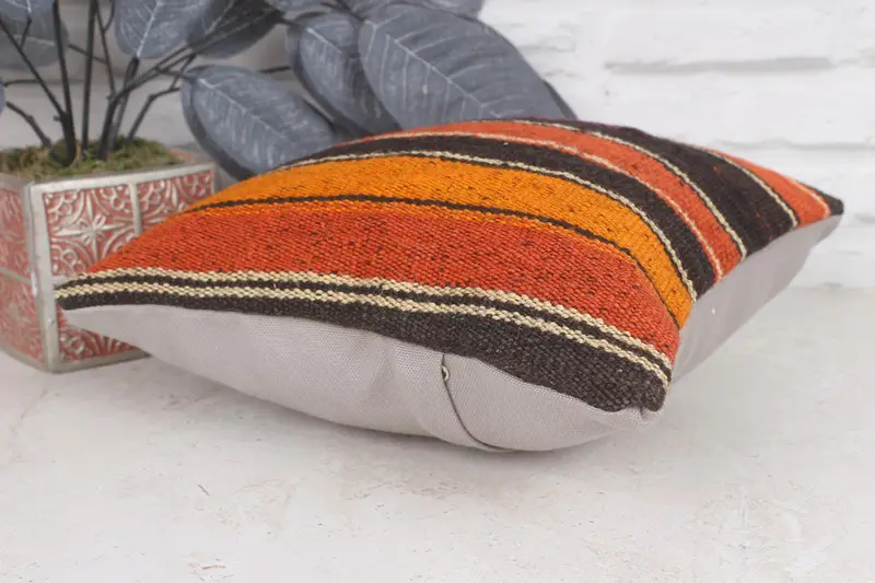 Home Decor Pillow, Turkish Pillow, Cotton Pillow Cover, Cushion Cover, 12x12 Orange Pillow Case, Farmhouse Cushion Case, Pillow for Sofa - 6