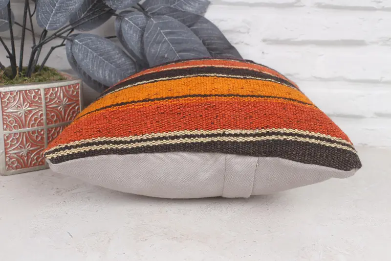 Home Decor Pillow, Turkish Pillow, Cotton Pillow Cover, Cushion Cover, 12x12 Orange Pillow Case, Farmhouse Cushion Case, Pillow for Sofa - 5