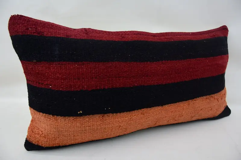 Cushion, Ethnical Kilim Rug Pillow, Natural Cushion, Antique Pillows, Vintage Throw Pillow Sham, Vintage Pillow, 12x24 Red Pillow - 2
