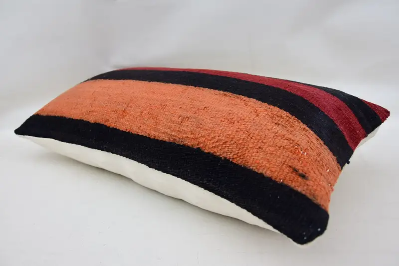 Cushion, Ethnical Kilim Rug Pillow, Natural Cushion, Antique Pillows, Vintage Throw Pillow Sham, Vintage Pillow, 12x24 Red Pillow - 6
