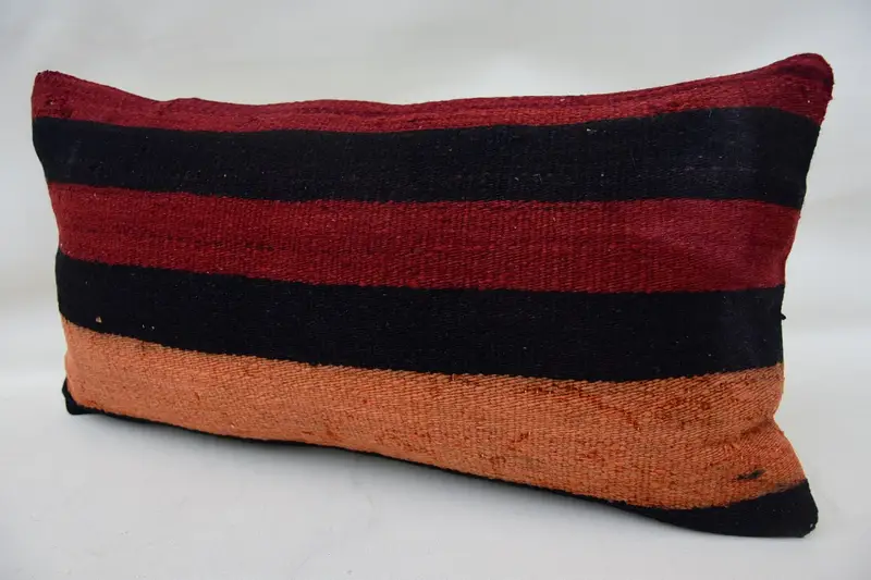 Cushion, Ethnical Kilim Rug Pillow, Natural Cushion, Antique Pillows, Vintage Throw Pillow Sham, Vintage Pillow, 12x24 Red Pillow - 3