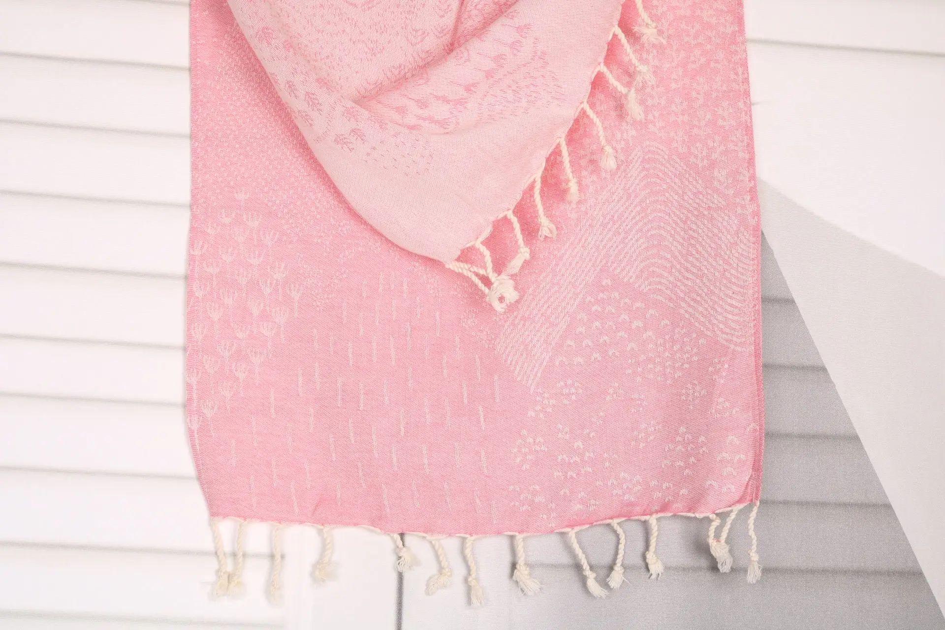 Pink Cotton Hand Towel Mountain Design Tea Towel 18x36 Inches - 1