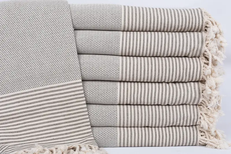 Brown Striped Organic Cotton Beach Towel, 70x36 Inches