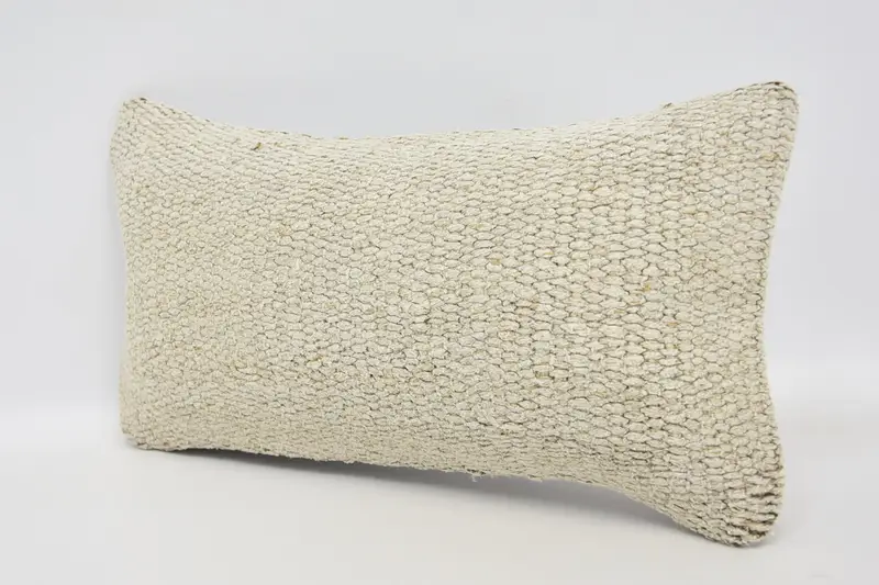 Turkish Pillow, Nomadic Pillow, Vintage Throw Cushion Cover, Throw Kilim Pillow, 8x16 Beige Pillow, Handmade Throw Cushion, Cushion, Antique Pillows - 4
