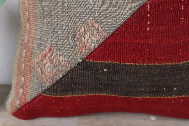 Vintage Kilim Pillow, 16x16 Red Pillow Case, Pillow Cover, Yoga Cushion Cover, Luxury Pillow Case, Pillow for Sofa, Ikat Pillow, Throw Kilim Pillow - 3
