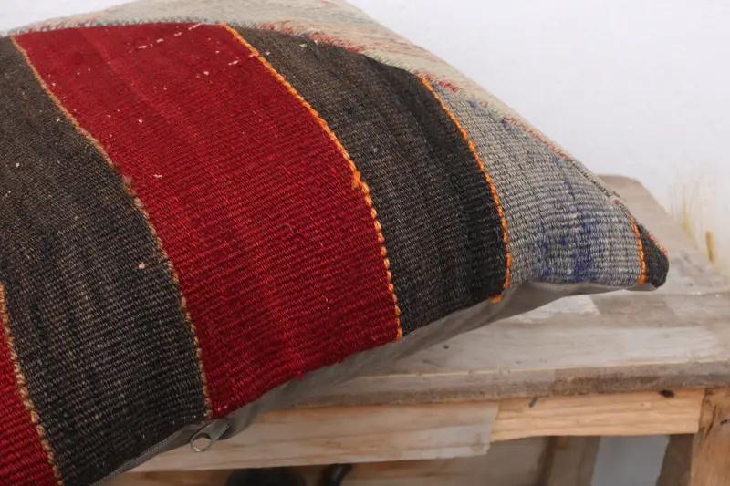 Vintage Kilim Pillow, 16x16 Red Pillow Case, Pillow Cover, Yoga Cushion Cover, Luxury Pillow Case, Pillow for Sofa, Ikat Pillow, Throw Kilim Pillow - 6