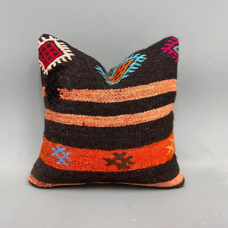 Almohada de lanzamiento Kilim turco tejida a mano, cojín geométrico vintage