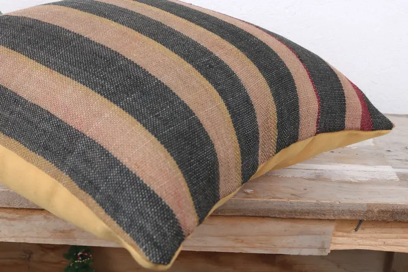 Vintage Kilim Pillow, Pillow for Sofa, Handwoven Cushion, Pillow, Kilim Pillow Cover, Boho Throw Cushion Case, 16x16 Brown Cushion - 6