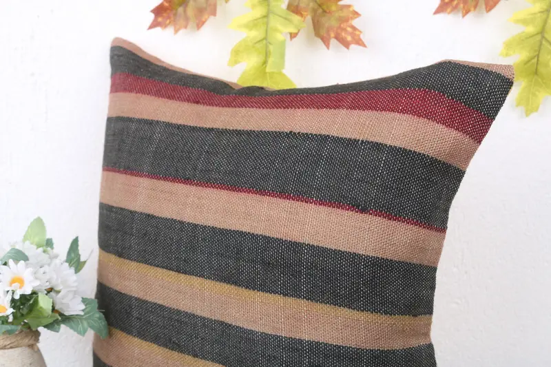 Vintage Kilim Pillow, Pillow for Sofa, Handwoven Cushion, Pillow, Kilim Pillow Cover, Boho Throw Cushion Case, 16x16 Brown Cushion - 5