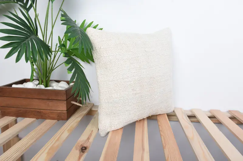 Ethnical Kilim Rug Pillow, 16x16 White Pillow Cover, Southwestern Cushion, Pillow Cover, Throw Kilim Pillow, Vintage Pillow - 4