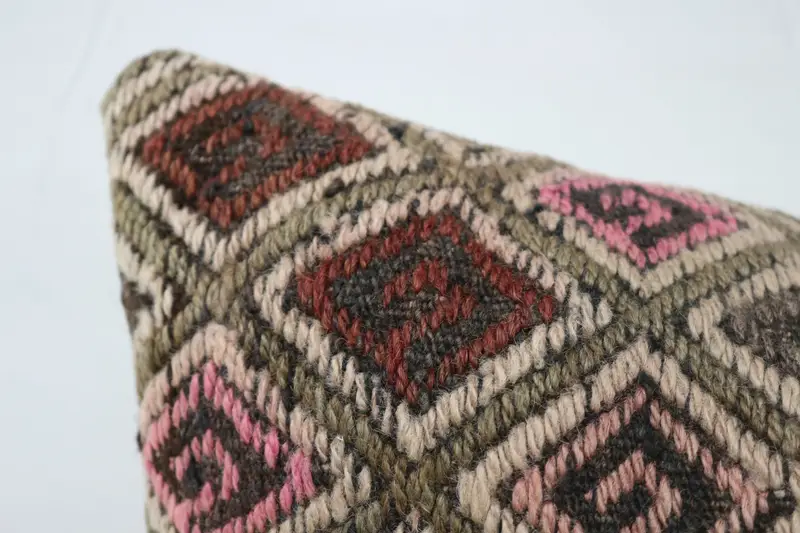 Vintage Kilim Throw Pillow, Cushion, Turkish Kilim Pillow, Comfy Throw Pillow Cover, 28x28 Beige Pillow, Pillow for Couch - 2