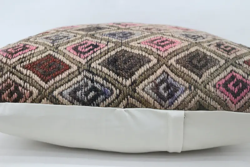 Vintage Kilim Throw Pillow, Cushion, Turkish Kilim Pillow, Comfy Throw Pillow Cover, 28x28 Beige Pillow, Pillow for Couch - 6