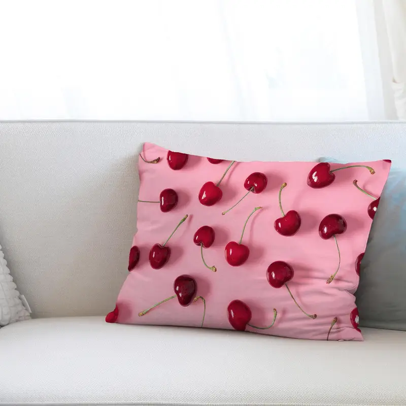 Bedrucktes Kissen mit fruchtigem Sommerglanz – Rosa- und Rottöne