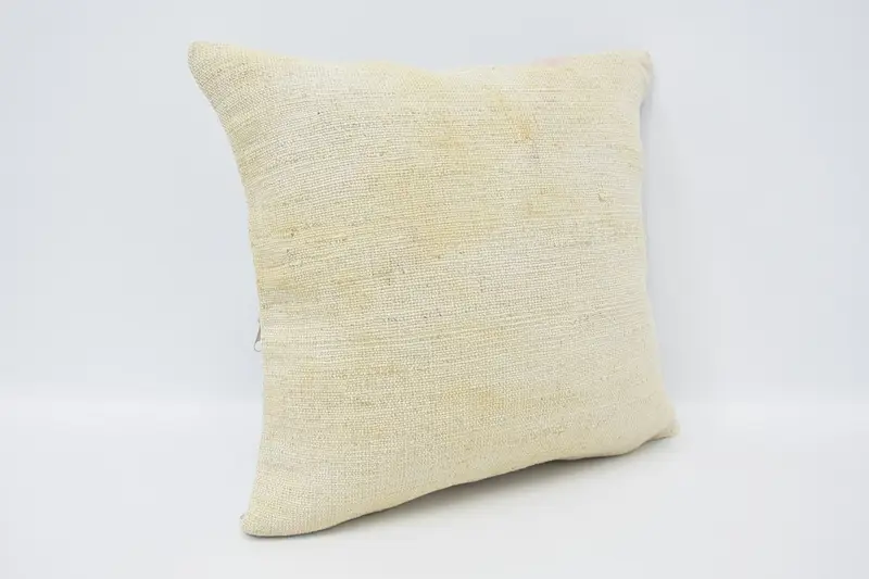 Handmade Throw Cushion Cover, Home Decor Pillow, 16x16 Beige Pillow Case, Handmade Kilim Cushion, Ethnical Kilim Rug Pillow, Pillow - 3