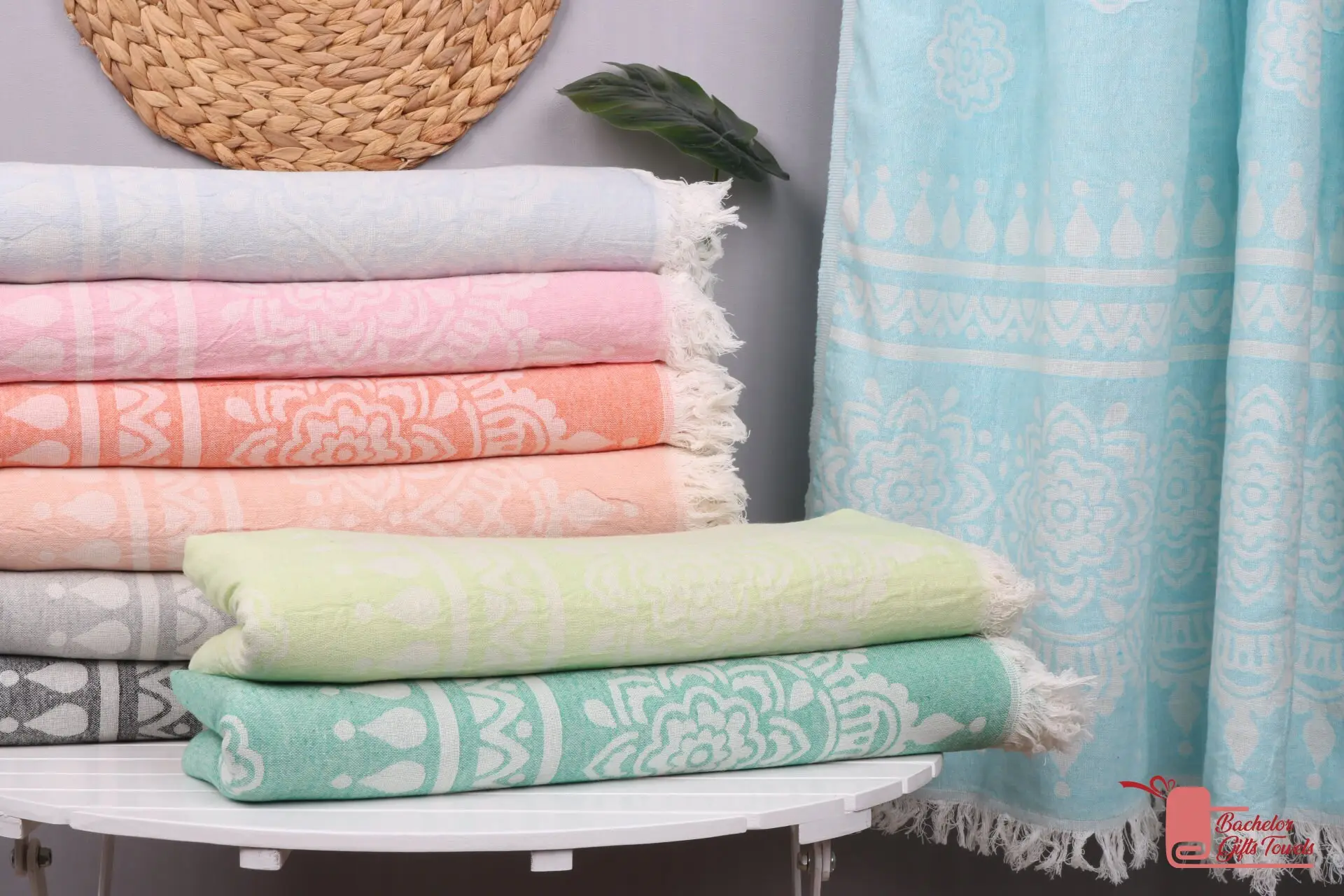 Floral Turkish Cotton Beach Towel, Personalized Gift (36x73) - 1