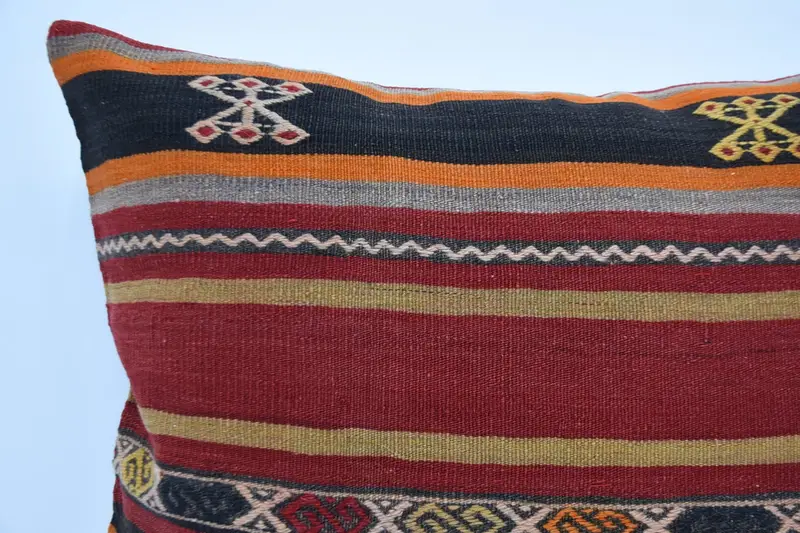 Accent Cushion Case, Cushion Cover, Pillow for Sofa, 28x28 Red Cushion, Boho Pillow, Turkish Bench Pillow, Art Deco Pillow, Throw Kilim Pillow - 2