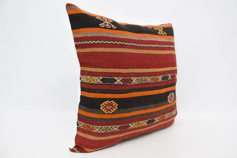 Accent Cushion Case, Cushion Cover, Pillow for Sofa, 28x28 Red Cushion, Boho Pillow, Turkish Bench Pillow, Art Deco Pillow, Throw Kilim Pillow - 3