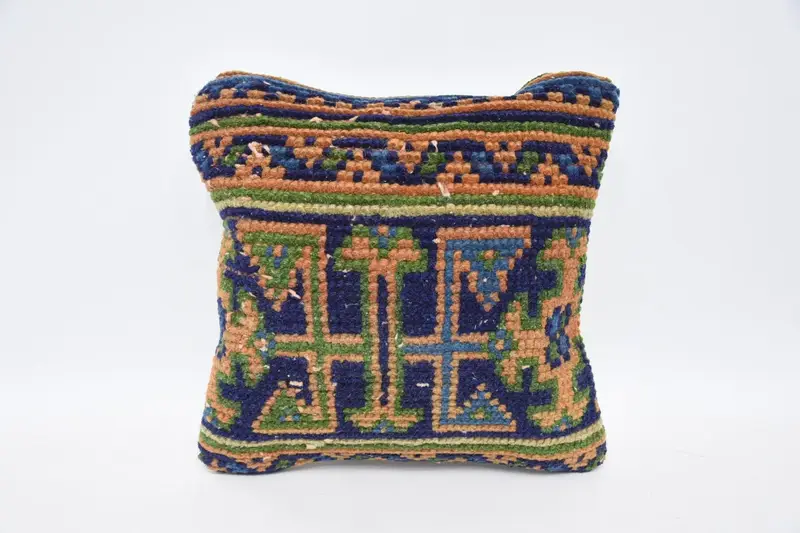 Orange Small Square Vintage Cushion, Moroccan 30x30 cm Pillow Cover - 1