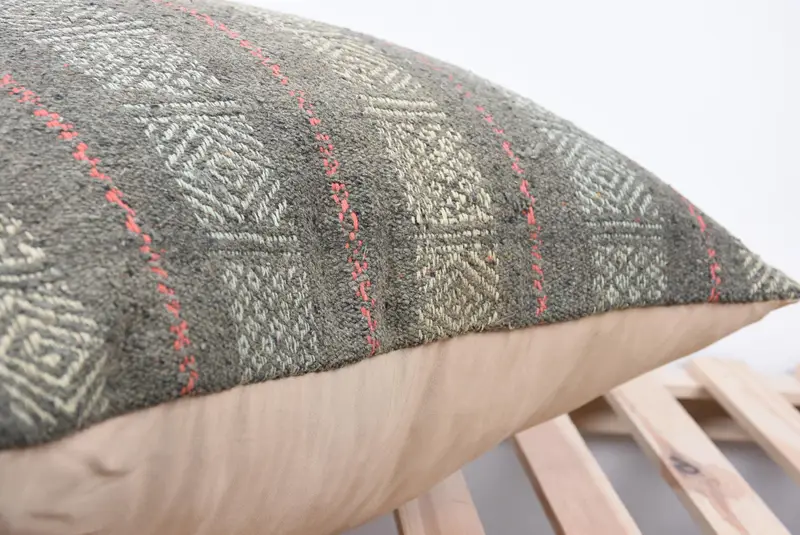 24x24 Gray Pillow Cover, Cushion, Antique Pillows, Gift Pillow, Bohemian Cushion Cushion Case, Tribal Pillow Cover, Yoga Pillow, Kilim Cushion Sham - 7