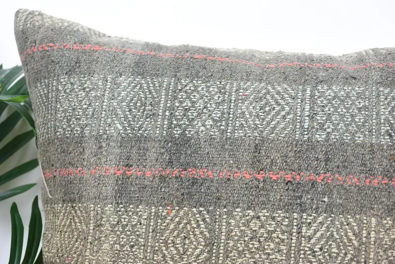 24x24 Gray Pillow Cover, Cushion, Antique Pillows, Gift Pillow, Bohemian Cushion Cushion Case, Tribal Pillow Cover, Yoga Pillow, Kilim Cushion Sham - 2