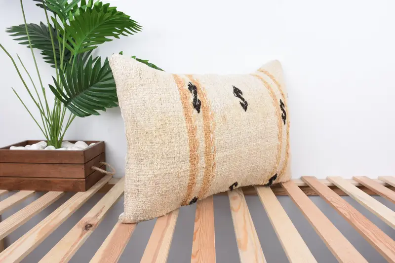 Handmade Pillow Sham, Vintage Pillow, Handmade Cushion, Cushion Cover, 16x24 White Pillow Case, Throw Kilim Pillow, Pillow for Sofa - 4