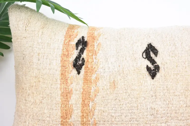 Handmade Pillow Sham, Vintage Pillow, Handmade Cushion, Cushion Cover, 16x24 White Pillow Case, Throw Kilim Pillow, Pillow for Sofa - 2