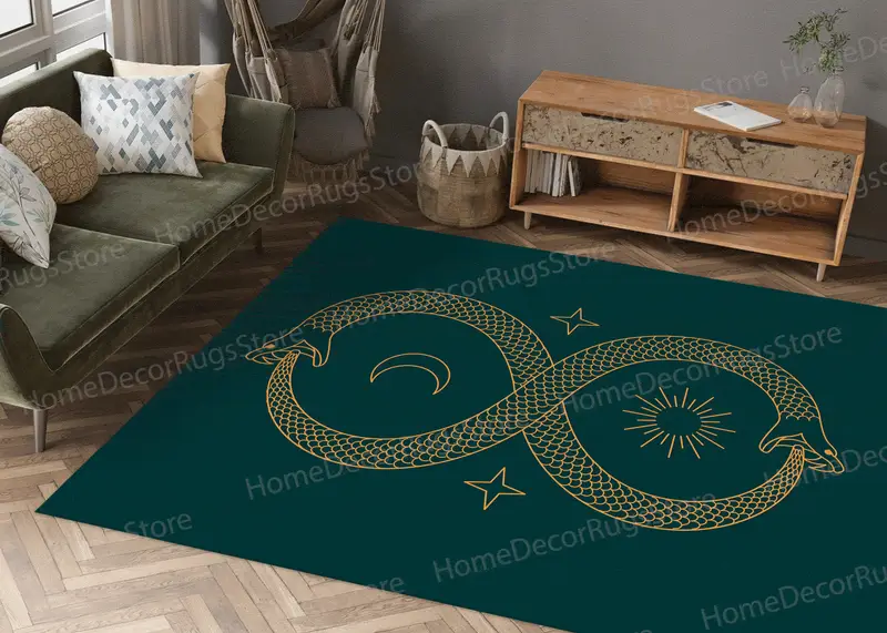 Infinity Twin Flame Snake Yin Yang bedruckter Teppich, modernes Design