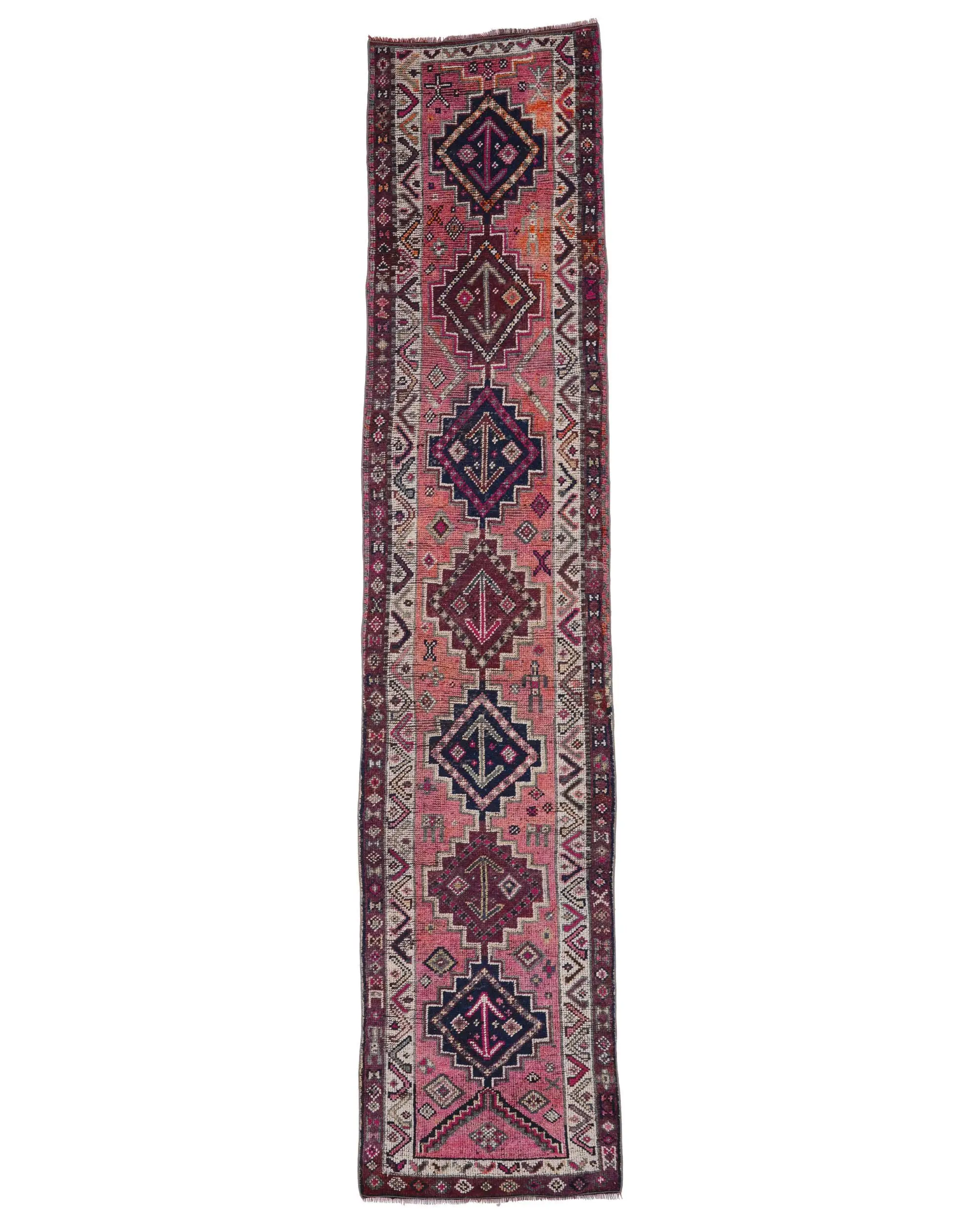Turkish 3x13.1 ft Rug, Herki Vintage Rug, Red Southwestern Wool Rug - 1
