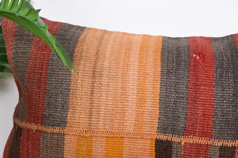 Handmade Kilim Cushion, Vintage Kilim Pillow, 16x24 Red Pillow Cover, Cushion Cover, Pillow for Sofa, Decorative Bolster Pillow Cover - 2