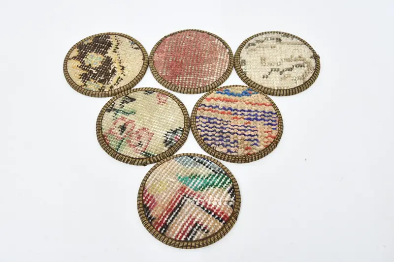 Böhmische blaue und rote runde Untersetzer, stilvolle ethnische Untersetzer