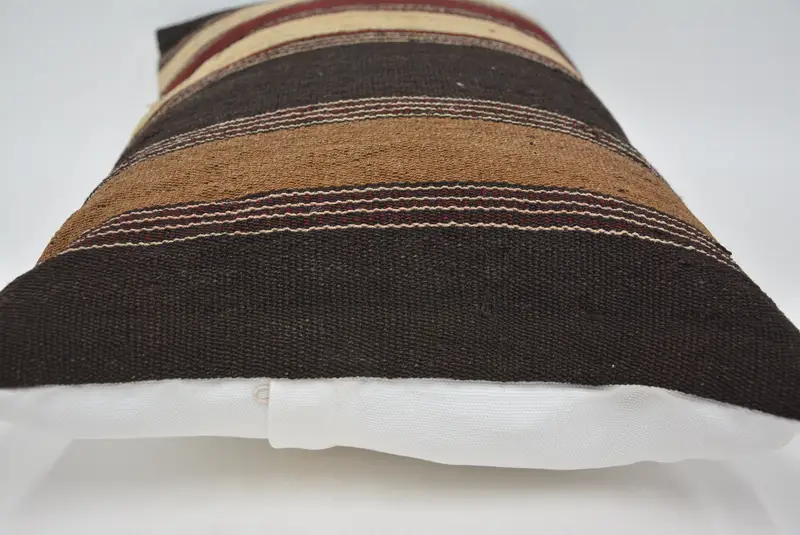 Art Deco Pillow Sham, Vintage Kilim Pillow, 16x24 Brown Pillow Sham, Kilim Pillow, Pillow Cover, Gift Pillow, Turkish Corner Pillow Cover - 5