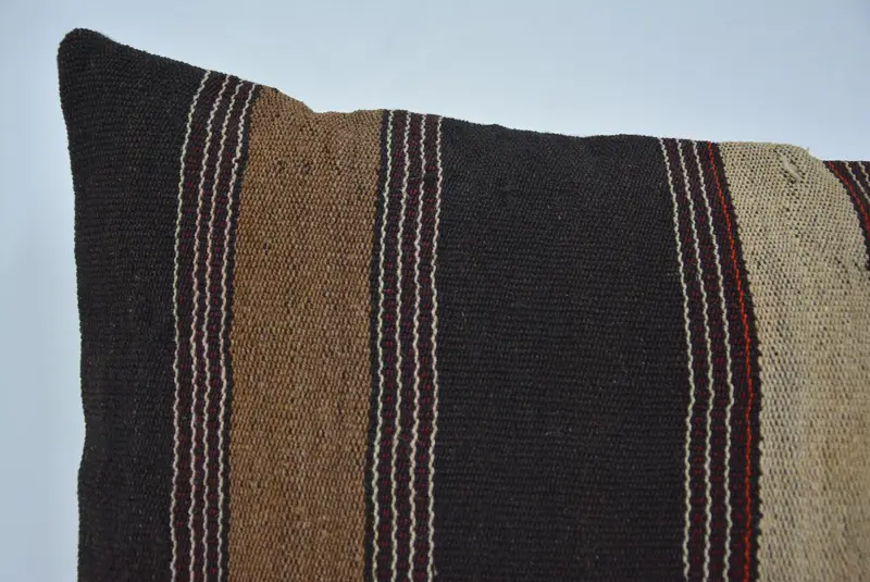 Art Deco Pillow Sham, Vintage Kilim Pillow, 16x24 Brown Pillow Sham, Kilim Pillow, Pillow Cover, Gift Pillow, Turkish Corner Pillow Cover - 2