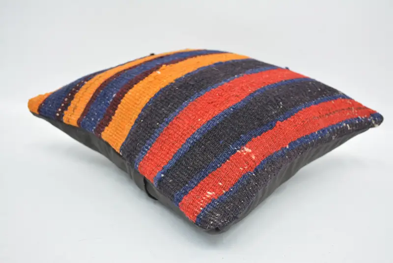 Blue & Red Embroidered Pillow, 12x12 Inches Decorative Pillow - 6
