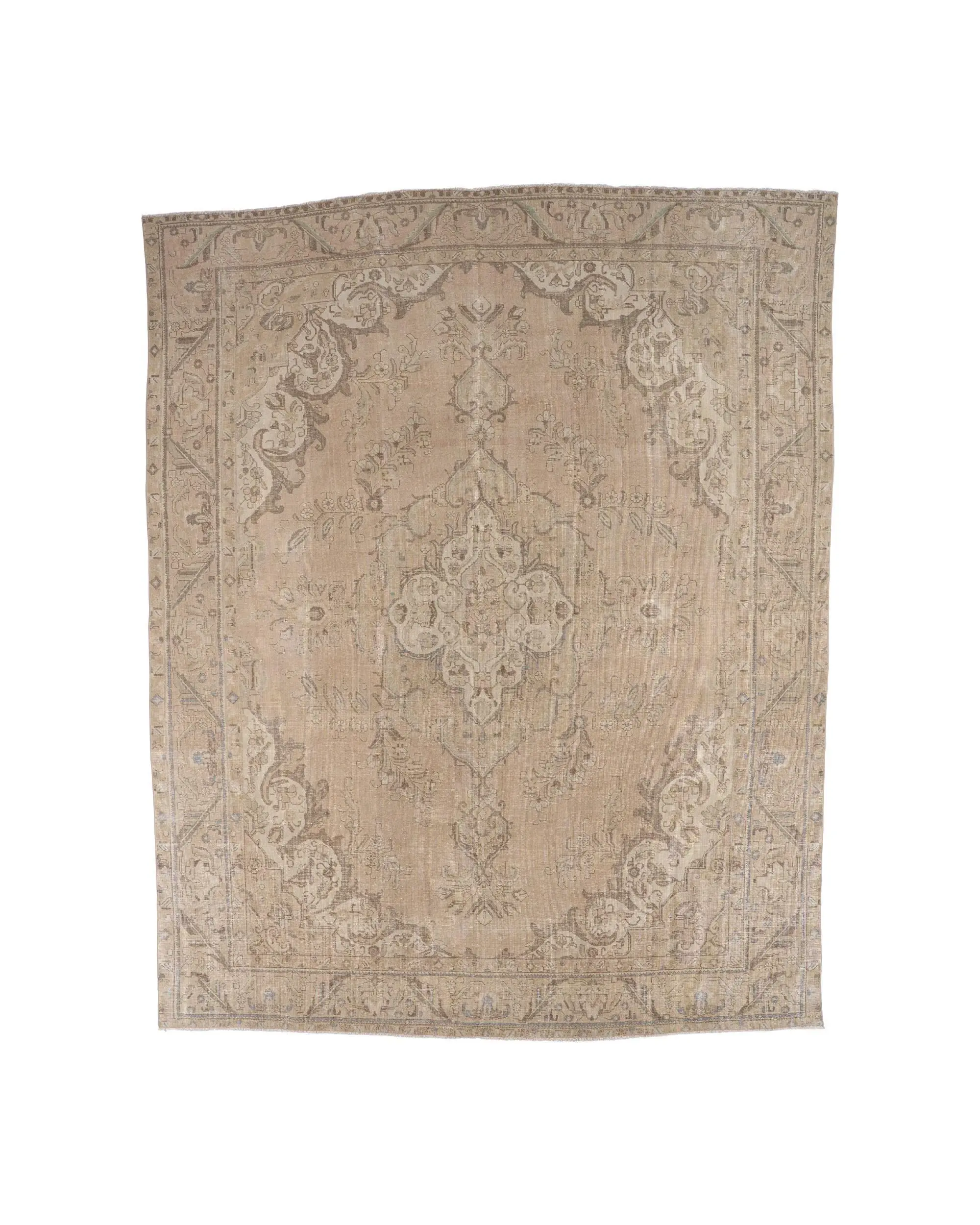 Türkischer Teppich, 9,6 x 11,9 Fuß großer Übergröße-Teppich, brauner abstrakter Woll-Vintage-Teppich - 1