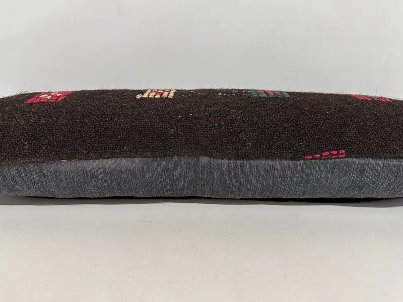 Turkish Pillow, Handmade Kilim Cushion, Boho Pillow, 12x36 Brown Cushion Case, Cushion Case, Oriental Cushion Case, Authentic Pillow Cover - 5