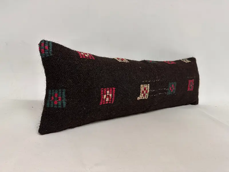 Turkish Pillow, Handmade Kilim Cushion, Boho Pillow, 12x36 Brown Cushion Case, Cushion Case, Oriental Cushion Case, Authentic Pillow Cover - 2