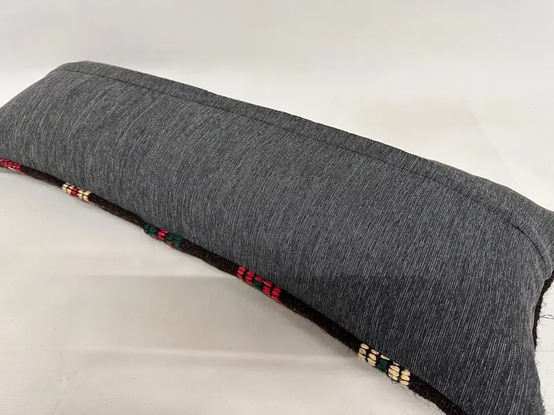 Turkish Pillow, Handmade Kilim Cushion, Boho Pillow, 12x36 Brown Cushion Case, Cushion Case, Oriental Cushion Case, Authentic Pillow Cover - 7