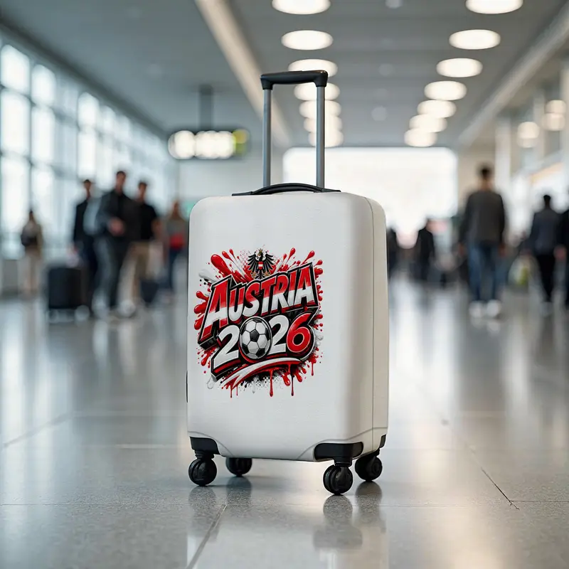 Austria Soccer Luggage Cover, 2026 Fan Suitcase Protector, Sports Travel Cover, Football Design - 1