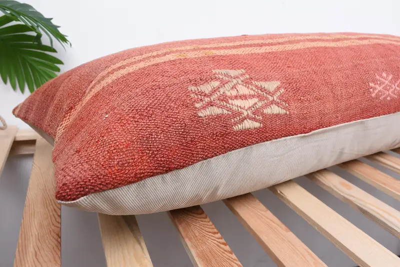 Aztec Pillow Case, 16x48 Red Pillow Case, Vintage Kilim Pillow, Pillow Case, Handmade Kilim Cushion, Tapestry Cushion Case, Kilim Pillow - 6