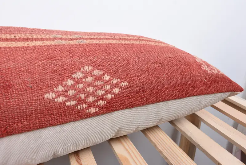 Aztec Pillow Case, 16x48 Red Pillow Case, Vintage Kilim Pillow, Pillow Case, Handmade Kilim Cushion, Tapestry Cushion Case, Kilim Pillow - 7