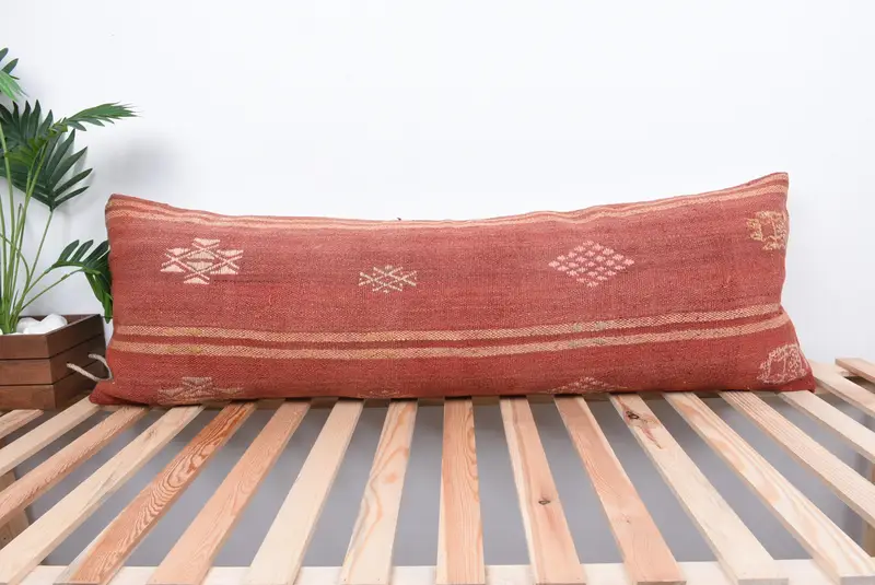 Aztec Pillow Case, 16x48 Red Pillow Case, Vintage Kilim Pillow, Pillow Case, Handmade Kilim Cushion, Tapestry Cushion Case, Kilim Pillow - 1