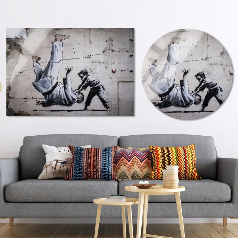 Kanvas Tablo: Banksy'nin Savaş Sanatı Judoka Graffiti Zarafetiyle Buluşuyor